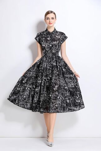 Lai Meng Five Cats Women's Sleeves Rece Shirt الأزرار المطبوعة الأزرار غير الرسمية مع حزام in Kuwait