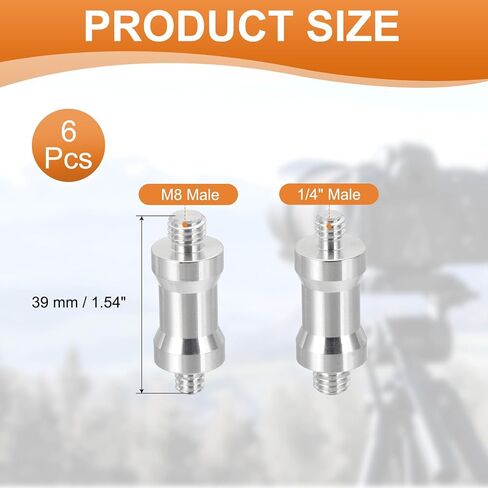 PATIKIL Camera Spigot Screws Converter 1/4" Male to M8 Male, 3 Pack Tripod Screw Adapter Spigot Stud for Light Stand Hot Shoe Cold Shoe Adapter Ball Head Flash, Silver in Saudi Arabia