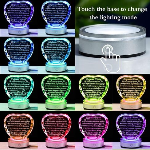 صانع اختلاف enjinkail Crystal Plaque مع قاعدة LED - هدية تقدير فريدة لزملاء العمل أو الموظفين أو الرئيس أو المعلم أو القائد - تُحكم عليك أن تصنع لوحة فرق للنساء والرجال in Kuwait