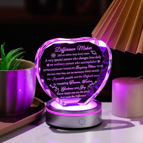 صانع اختلاف enjinkail Crystal Plaque مع قاعدة LED - هدية تقدير فريدة لزملاء العمل أو الموظفين أو الرئيس أو المعلم أو القائد - تُحكم عليك أن تصنع لوحة فرق للنساء والرجال in Kuwait
