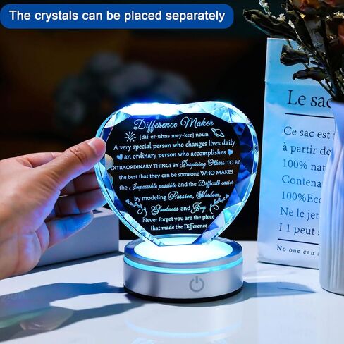 صانع اختلاف enjinkail Crystal Plaque مع قاعدة LED - هدية تقدير فريدة لزملاء العمل أو الموظفين أو الرئيس أو المعلم أو القائد - تُحكم عليك أن تصنع لوحة فرق للنساء والرجال in Kuwait