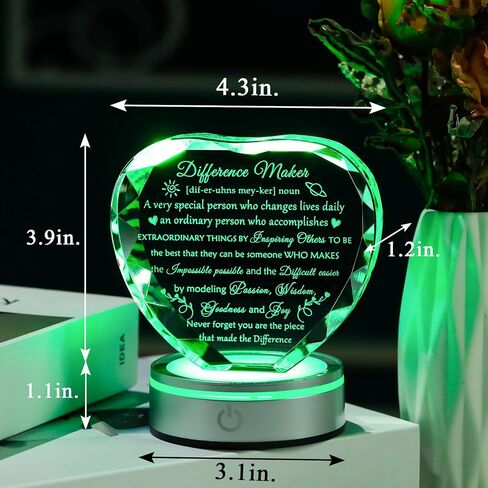 صانع اختلاف enjinkail Crystal Plaque مع قاعدة LED - هدية تقدير فريدة لزملاء العمل أو الموظفين أو الرئيس أو المعلم أو القائد - تُحكم عليك أن تصنع لوحة فرق للنساء والرجال in Kuwait