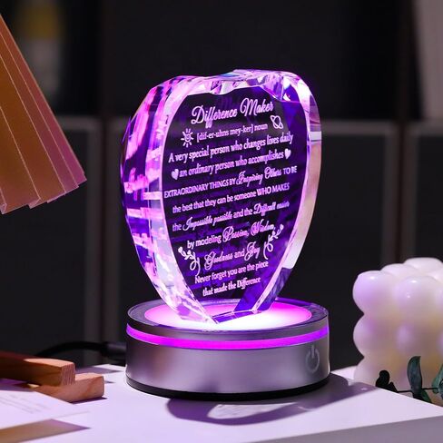 صانع اختلاف enjinkail Crystal Plaque مع قاعدة LED - هدية تقدير فريدة لزملاء العمل أو الموظفين أو الرئيس أو المعلم أو القائد - تُحكم عليك أن تصنع لوحة فرق للنساء والرجال in Kuwait
