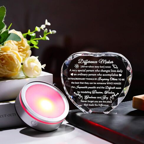 صانع اختلاف enjinkail Crystal Plaque مع قاعدة LED - هدية تقدير فريدة لزملاء العمل أو الموظفين أو الرئيس أو المعلم أو القائد - تُحكم عليك أن تصنع لوحة فرق للنساء والرجال in Kuwait