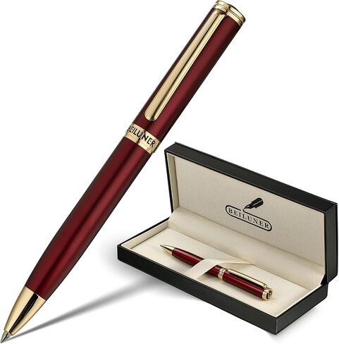 BEILUNER Red Lacquer Gel Pen With 24K Gold Finish, Retractable Pen, Fancy Gift Set, Professional, Elegant, Writing, Executive, Office, Nice Fancy Designer Pens, Perfect for Men and Women in Kuwait