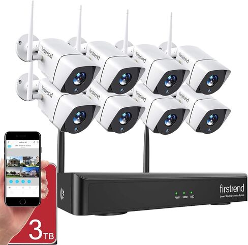 1080P Wireless Security Camera System, Firstrend 8CH Wireless DVR System with 4 pcs 1080P Security IP Camera and 2TB Hard Drive Pre-Installed, 65 ft Night Vision and Easy Remote Monitoring in Saudi Arabia