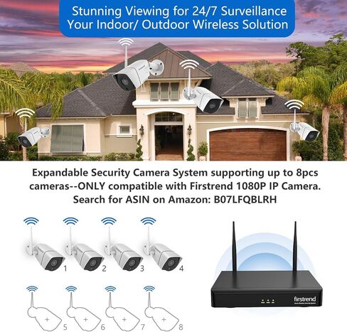 1080P Wireless Security Camera System, Firstrend 8CH Wireless DVR System with 4 pcs 1080P Security IP Camera and 2TB Hard Drive Pre-Installed, 65 ft Night Vision and Easy Remote Monitoring in Saudi Arabia