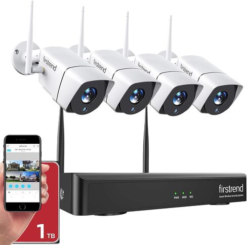 1080P Wireless Security Camera System, Firstrend 8CH Wireless DVR System with 4 pcs 1080P Security IP Camera and 2TB Hard Drive Pre-Installed, 65 ft Night Vision and Easy Remote Monitoring in Saudi Arabia