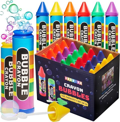 Mini Crayon Bubbles For Kids (Pack of 24) 1 Fl Oz Bulk Bubbles For Kids & Bubble Wand Bottles In Assorted Crayons Shape Colors Non-toxic Mini Bubbles Party Favors For Kids outdoor Toys For Goodie Bags in Kuwait