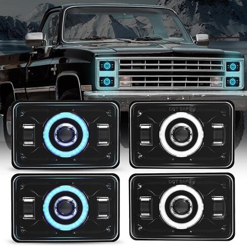 4x6 LED Headlights DOT Approved with Red DRL Amber Turn Signal Halo Compatible for 1986 Che-vrolet CK 10 Rectangular H4656 H4651 H4642 H4652 Peterbilt 357 378 379 XR400 XR250 XR650 in Saudi Arabia