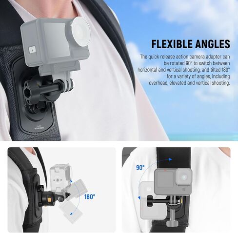 NEEWER Backpack Camera Clip Mount with Square QR Plate, Upgraded Safety Latch, Quick Release Camera Belt Clip Backpack Strap Compatible with Peak Design PD QR System Canon Nikon Sony DSLRs, GP67 in Kuwait