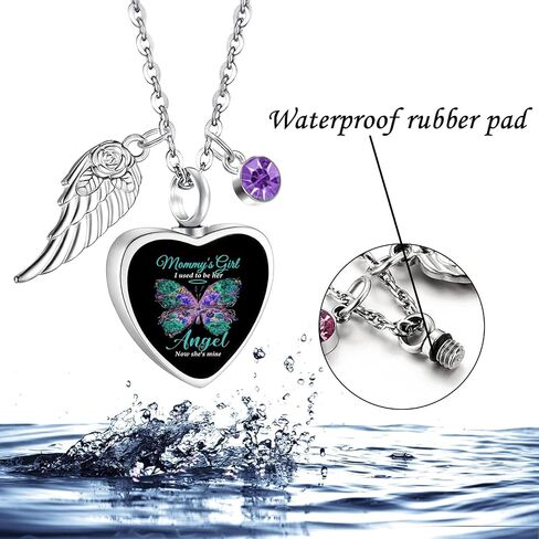 RIPFEVURN Heart Cremation Jewelry Urn Necklaces for Ashes for Women Stainless Steel Butterfly Cremation Jewelry Human Ashes Holder Memorial Keepsake Pendant in Saudi Arabia