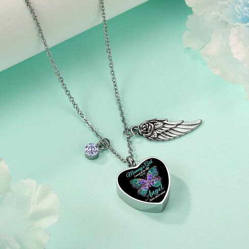 RIPFEVURN Heart Cremation Jewelry Urn Necklaces for Ashes for Women Stainless Steel Butterfly Cremation Jewelry Human Ashes Holder Memorial Keepsake Pendant in Saudi Arabia