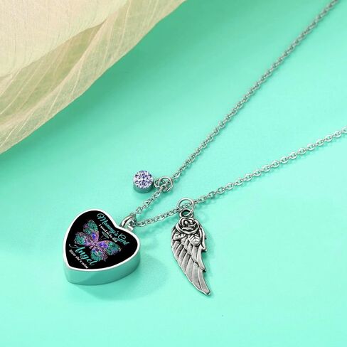 RIPFEVURN Heart Cremation Jewelry Urn Necklaces for Ashes for Women Stainless Steel Butterfly Cremation Jewelry Human Ashes Holder Memorial Keepsake Pendant in Saudi Arabia