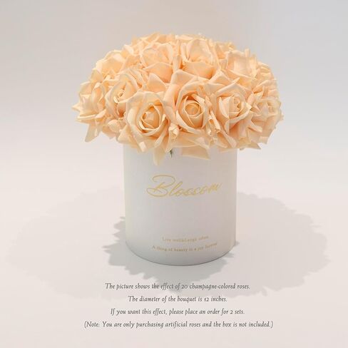 Artificial Rose Bouquet Real Touch Faux Roses 10 PCS White Flowers Artificial Pink Roses for Wedding Table Centerpiece Bridal Party Decor Home Office Decoration (Champagne) in Saudi Arabia