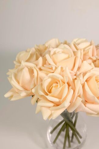 Artificial Rose Bouquet Real Touch Faux Roses 10 PCS White Flowers Artificial Pink Roses for Wedding Table Centerpiece Bridal Party Decor Home Office Decoration (Champagne) in Saudi Arabia