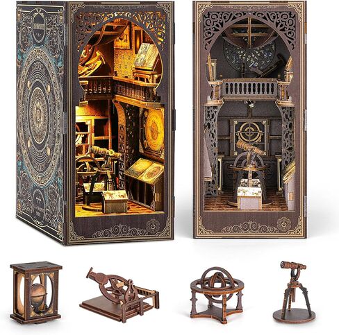 Book Nook Kit for Adults, DIY Miniature Dollhouse Booknook Kit with Led Light, 3D Wooden Bookshelf Puzzle Booknook Insert Decor Crafts for Adults Teen Gifts (Holmes Detective Agency) in Saudi Arabia