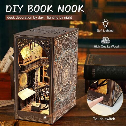 Book Nook Kit for Adults, DIY Miniature Dollhouse Booknook Kit with Led Light, 3D Wooden Bookshelf Puzzle Booknook Insert Decor Crafts for Adults Teen Gifts (Holmes Detective Agency) in Saudi Arabia