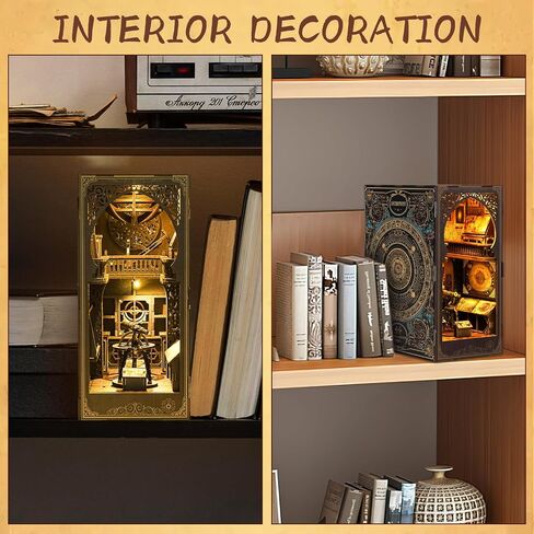 Book Nook Kit for Adults, DIY Miniature Dollhouse Booknook Kit with Led Light, 3D Wooden Bookshelf Puzzle Booknook Insert Decor Crafts for Adults Teen Gifts (Holmes Detective Agency) in Saudi Arabia