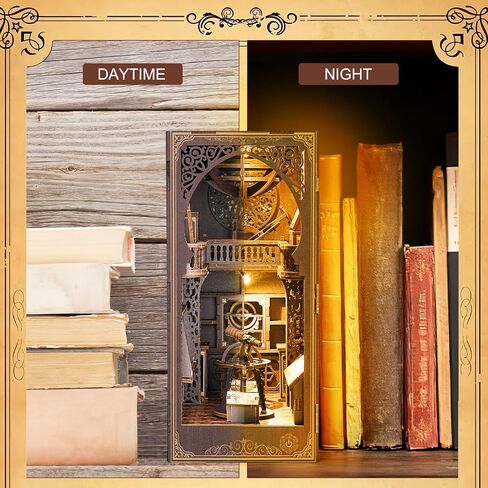 Book Nook Kit for Adults, DIY Miniature Dollhouse Booknook Kit with Led Light, 3D Wooden Bookshelf Puzzle Booknook Insert Decor Crafts for Adults Teen Gifts (Holmes Detective Agency) in Saudi Arabia