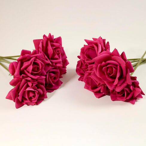 Artificial Rose Bouquet Real Touch Faux Roses 10 PCS White Flowers Artificial Pink Roses for Wedding Table Centerpiece Bridal Party Decor Home Office Decoration (Champagne) in Kuwait