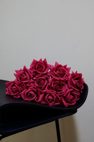 Artificial Rose Bouquet Real Touch Faux Roses 10 PCS White Flowers Artificial Pink Roses for Wedding Table Centerpiece Bridal Party Decor Home Office Decoration (Champagne) in Kuwait