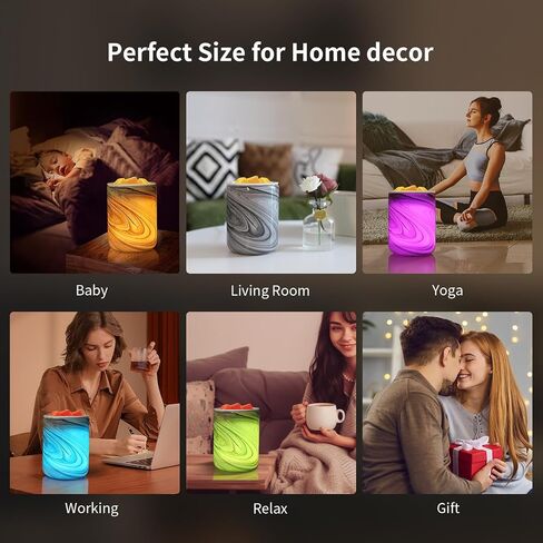 Grey Marble Swirl Electric Wax Melt Burner Art Glass Scented Candle Warmer with Timer and 7 led Color Changing Removable Ceramic and Silicone Dish for Wax Melts Fragrance Oil Night Light for Home in Saudi Arabia