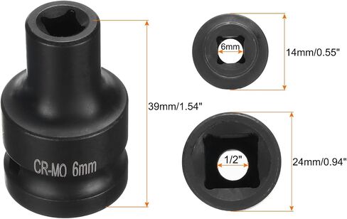 Harfington 2pcs 4 Point Square Socket 1/2 "Drive 12mm Metric Square Square Socket Cr-Mo Blacking Socket in Saudi Arabia