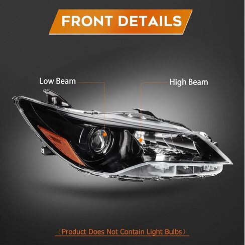 Headlight Assembly for Toyota Camry 2015-2017 Black Housing Amber Reflector Clear Lens Driver and Passenger Side Headlamp in Saudi Arabia