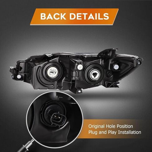 Headlight Assembly for Toyota Camry 2015-2017 Black Housing Amber Reflector Clear Lens Driver and Passenger Side Headlamp in Saudi Arabia