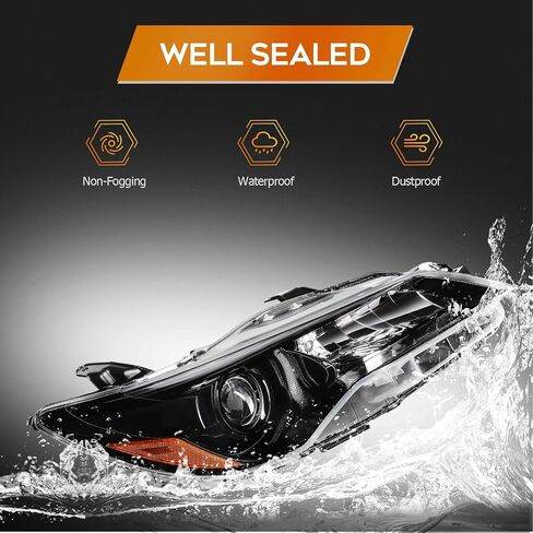 Headlight Assembly for Toyota Camry 2015-2017 Black Housing Amber Reflector Clear Lens Driver and Passenger Side Headlamp in Saudi Arabia