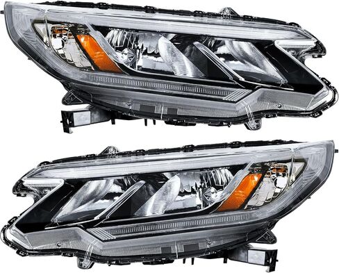 مجموعة Pensun المصابيح الأمامية ملائمة لعام 2015 2016 Honda CRV Halogen type w/LED DRL Clear Clear (Side Passenger & Driver) in Kuwait