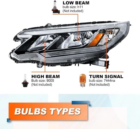 مجموعة Pensun المصابيح الأمامية ملائمة لعام 2015 2016 Honda CRV Halogen type w/LED DRL Clear Clear (Side Passenger & Driver) in Kuwait