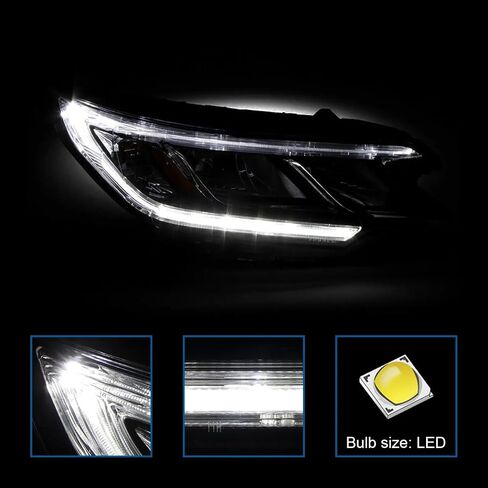 مجموعة Pensun المصابيح الأمامية ملائمة لعام 2015 2016 Honda CRV Halogen type w/LED DRL Clear Clear (Side Passenger & Driver) in Kuwait
