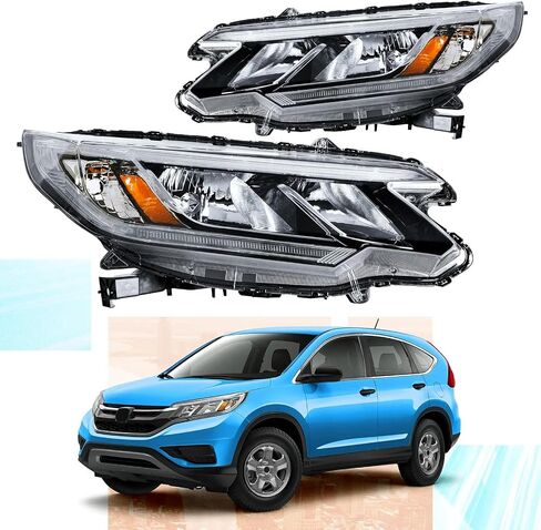 مجموعة Pensun المصابيح الأمامية ملائمة لعام 2015 2016 Honda CRV Halogen type w/LED DRL Clear Clear (Side Passenger & Driver) in Kuwait