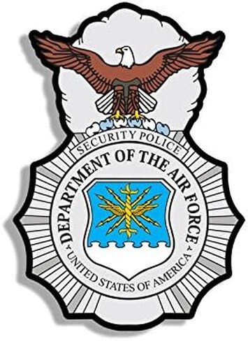 ملصق شرطة أمن القوات الجوية على شكل ملصق (الولايات المتحدة الأمريكية CREST Insignia MP SP VINYL SUCAL لشاحنة السيارة أو الكمبيوتر المحمول (3 × 4 بوصة) USAF مرخصة in Saudi Arabia