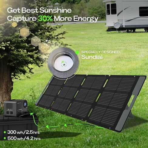 ACACIA East Oak 120W Portable Solar Panel, Foldable Solar Charger with Ajustable Kickstand, A+ Monocrystalline PV Cell and Waterproof IP67 for EV, Off Grid System, Camping in Saudi Arabia