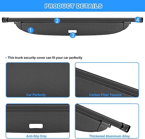 AUXKO Retractable Cargo Cover for Nissan Rogue 2021-2025, Trunk Cargo Cover Luggage Security Shade Cover for 2023 2024 Nissan Rogue Shielding Shade Anti-Peeping Luggage Privacy Screen, Carbon Fiber in Kuwait