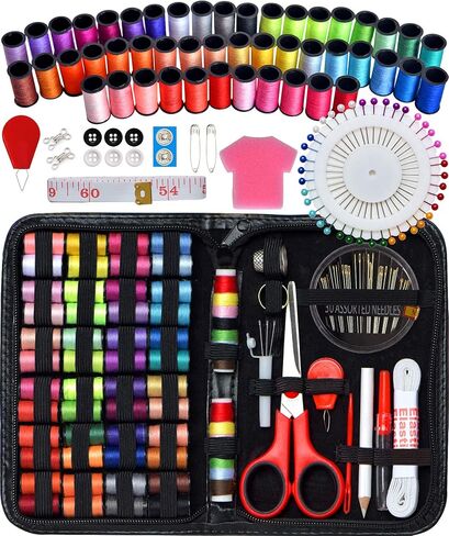 Sewing Kit with Case Portable Sewing Supplies for Home Traveler, Adults, Beginner, Emergency, Contains 40 sewing Thread, Scissors, Needles, Measure etc in Kuwait