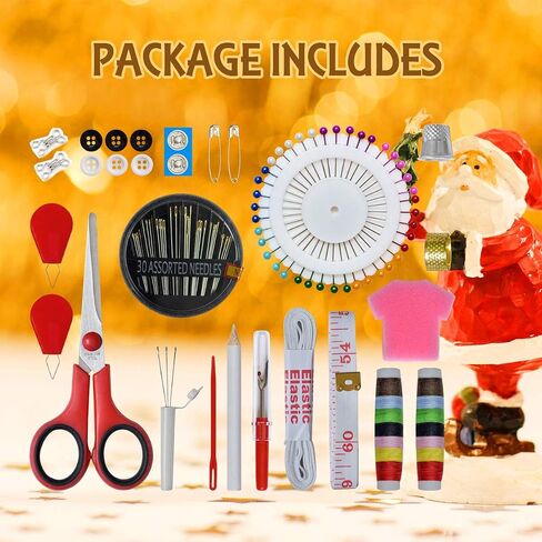 Sewing Kit with Case Portable Sewing Supplies for Home Traveler, Adults, Beginner, Emergency, Contains 40 sewing Thread, Scissors, Needles, Measure etc in Kuwait