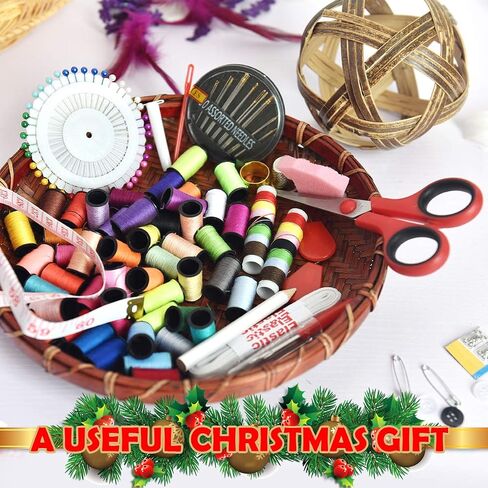 Sewing Kit with Case Portable Sewing Supplies for Home Traveler, Adults, Beginner, Emergency, Contains 40 sewing Thread, Scissors, Needles, Measure etc in Kuwait