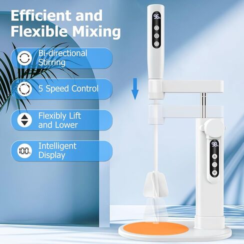 Auto Resin Mixer, 5 Speeds Control Epoxy Mixer, High Efficiency Mixing, Epoxy Resin Mixer for Resin Mixing, Resin Supplies, Resin Molds, DIY Resin Art, Resin Jewelry Making, Minimize Bubbles in Kuwait