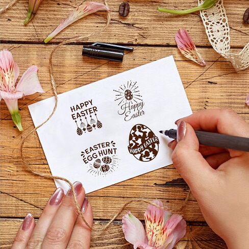 Globleland Easter Egg Egg Clear Stamps Rabbit Ear Chick Happy Easter Eggs Eggs Silicone Clear Stamp Seals Carrot Flower Bow Flower Flower Stamps for DIY Scrapbooking Cards Making Photo Photo Journal in Saudi Arabia