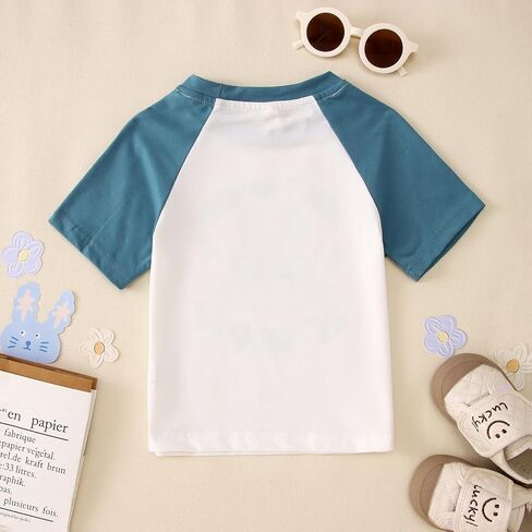 Easter Bunny T-Shirt for Toddler Boys Don't Worry Be Hoppy Raglan Sleeve Shirt Rabbit Funny Cute Graphic Tees Tops (Blue,2-3T) in Saudi Arabia