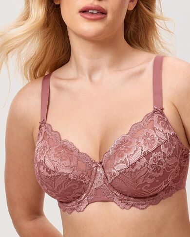 DELIMIRA Women's Plus Size Full Coverage Lace Underwire Unlined Bra Up to J in Kuwait