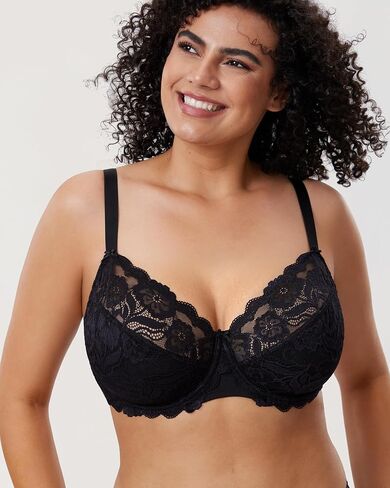 DELIMIRA Women's Plus Size Full Coverage Lace Underwire Unlined Bra Up to J in Kuwait