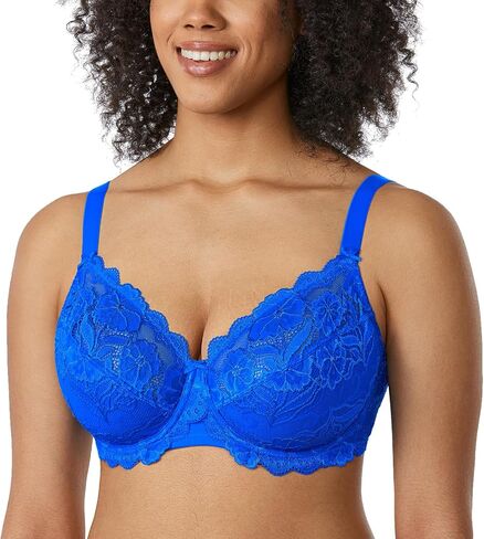 DELIMIRA Women's Plus Size Full Coverage Lace Underwire Unlined Bra Up to J in Kuwait