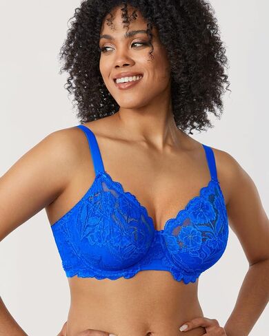 DELIMIRA Women's Plus Size Full Coverage Lace Underwire Unlined Bra Up to J in Kuwait
