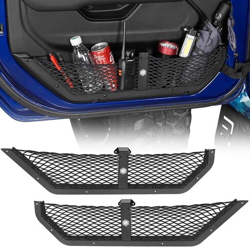 HOOKE ROAD DOOR DOB DOOR BOBKET STORAGE MESH NET NET FOR 2018-2025 JEEP WRANGLER JL & 2020-2025 GANDIATIAR JT (مقعد يدوي فقط) ، 2 PCS DOOR Side Organizer ALIMUNIM BASE in Saudi Arabia