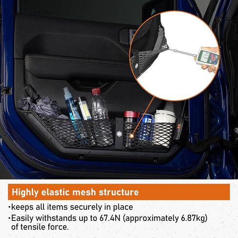 HOOKE ROAD DOOR DOB DOOR BOBKET STORAGE MESH NET NET FOR 2018-2025 JEEP WRANGLER JL & 2020-2025 GANDIATIAR JT (مقعد يدوي فقط) ، 2 PCS DOOR Side Organizer ALIMUNIM BASE in Saudi Arabia